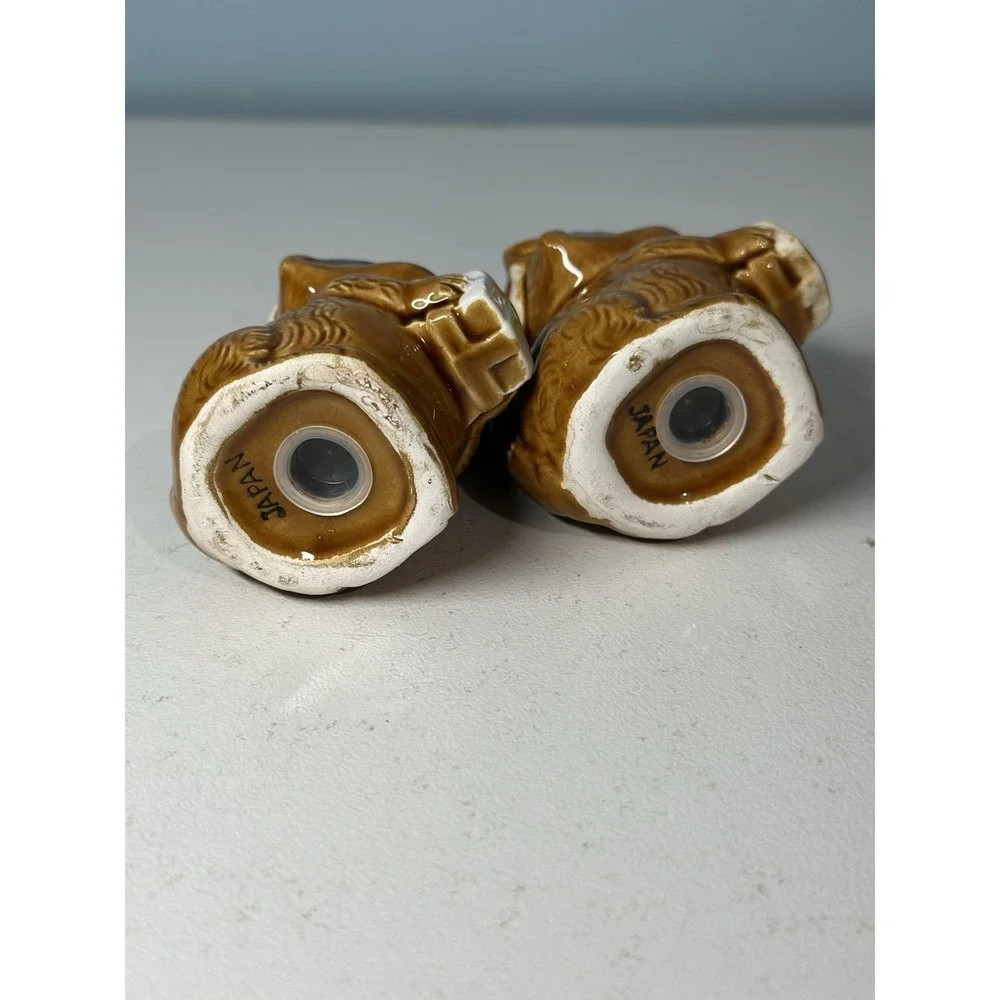 Vintage Set Of Christmas Racoon Salt & Pepper Shakers Holding Presents Japan